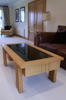 Coffee Table with Black Glass Panel