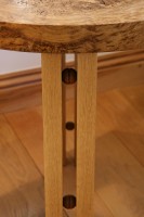 Contemporary Burr Oak Breakfast Table leg detail