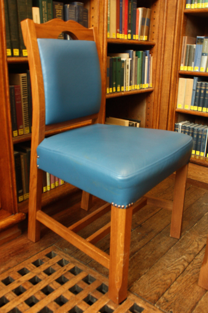 Leather upholstered library chair