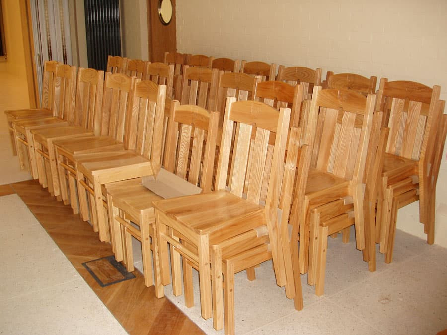 Stacking college dining room chairs