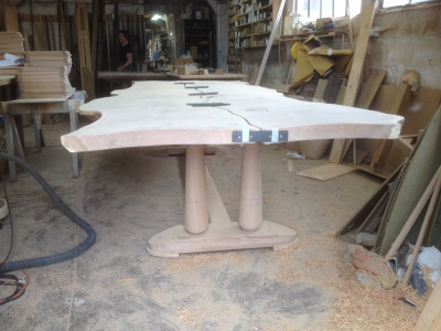 Table under construction in the workshop