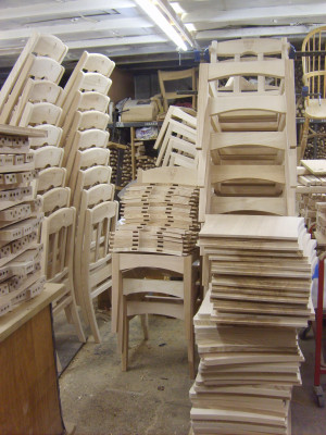 A stack of chairs in the workshop