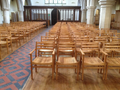 Magdalene chairs in church